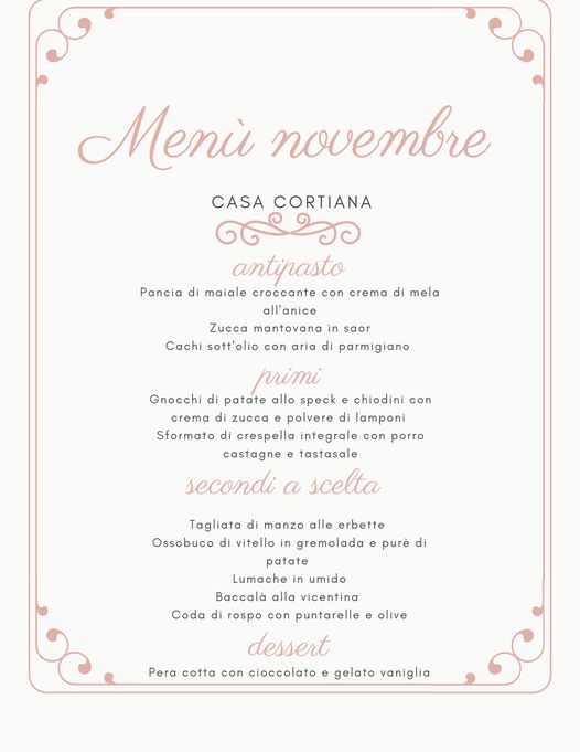 menù di novembre