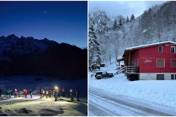 ciaspolata serale e cena